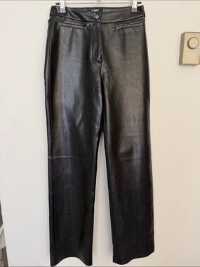 Aritzia Black Faux Leather Straight-Leg Pants